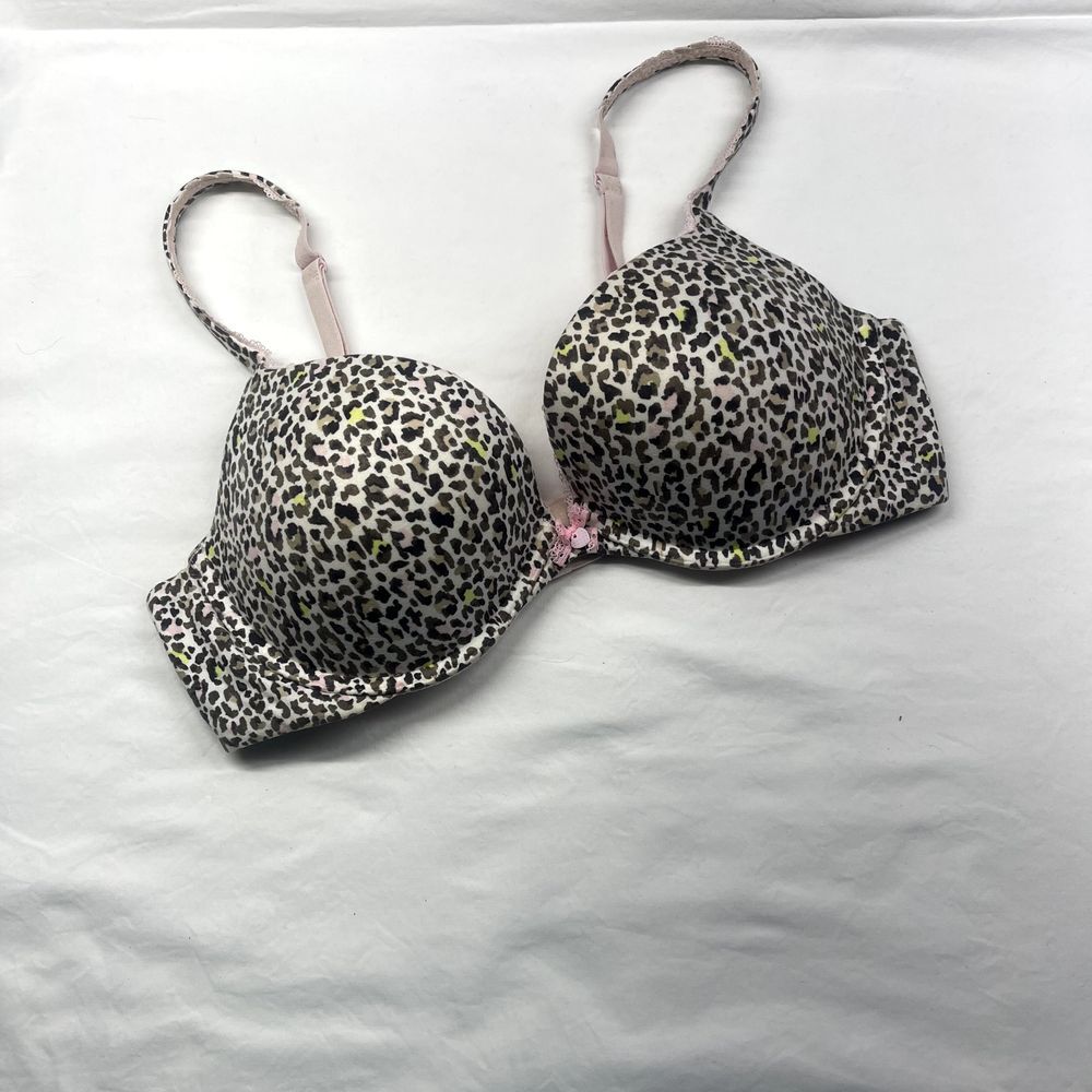 Victoria Secret Bra 36C Body By Victoria Push Up Leopard/Cheetah Straps
